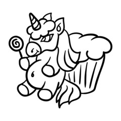 Cute Unicorn with Brown Cake 