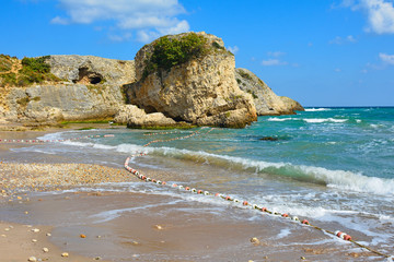 The Black Sea coast at Kilimli Bay, near Agva, Sile, in north west Turkey