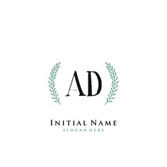 AD Initial handwriting logo vector	