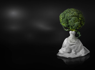 broccoli with wedding dress