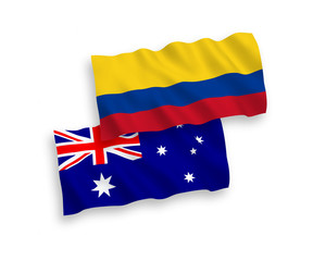 Flags of Australia and Colombia on a white background