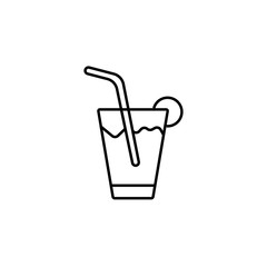 summer, beach, lemonade, cocktail line icon on white background