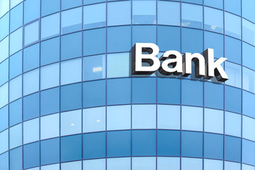 Close up a bank sign