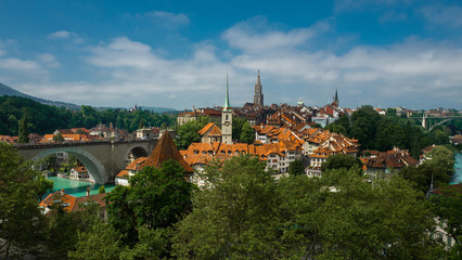 Beautiful view of Bern old city center with river Aare, Switzerland