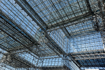 textured blue glass ceiling inside