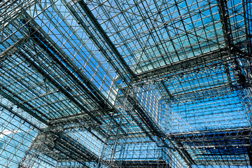 textured blue glass ceiling inside