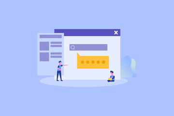 Chatting / live chat illustration concept for web landing page template, banner, flyer and presentation