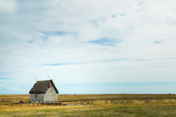 Stone Hut with Grass Roof Gotland, Sweden