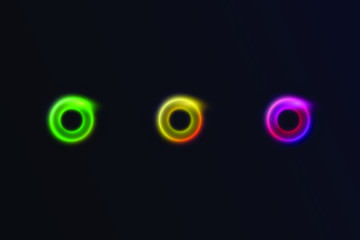 Neon colorful circle background set. Vector illustration.