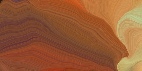 card, poster or canvas design with modern soft curvy waves background illustration with brown, dark khaki and peru color