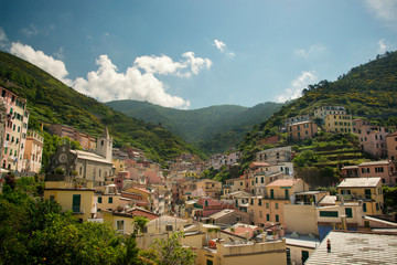 Fototapeta na wymiar Riomaggiore village, one of the five villages in Cinque Terre in Italy