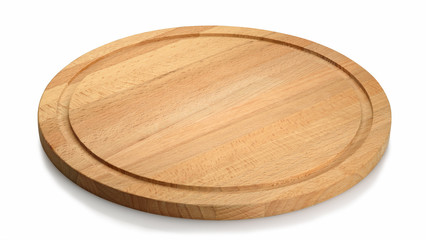 Round cutting board isolated on white background