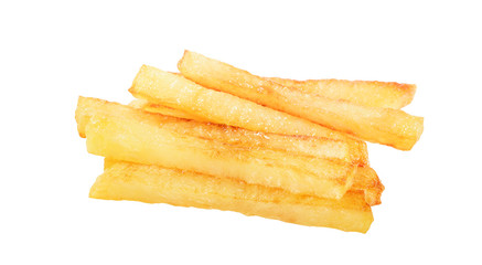 fried potatoes on white background