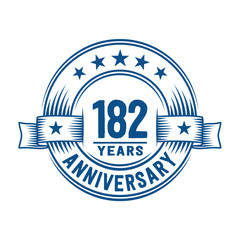 182 years logo design template. 182nd anniversary vector and illustration.