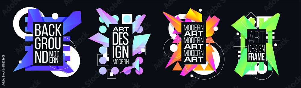 Poster vector frame art graphics for hipsters . dynamic frame stylish geometric black background . element 