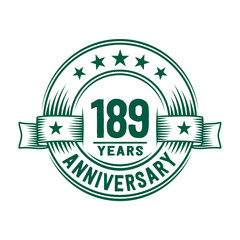 189 years logo design template. 189th anniversary vector and illustration.