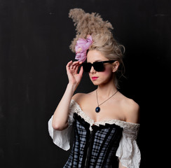 Beautiful blonde countess in sunglasses
