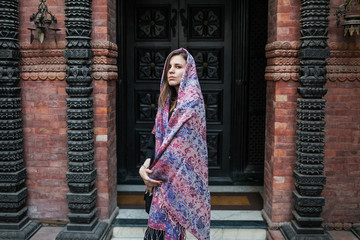 Young woman in scarf, asian style