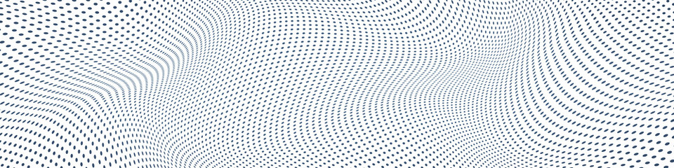 Halftone dots illustration. Half tone mosaic pixels wavy background. 