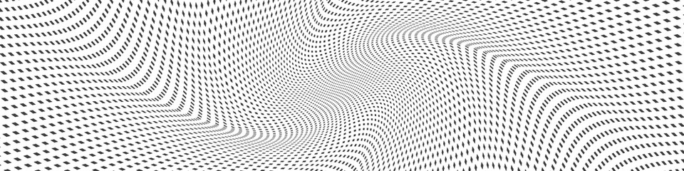 Halftone dots illustration. Half tone mosaic pixels wavy background. 