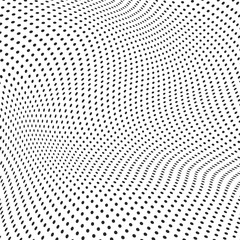 Halftone dots illustration. Half tone mosaic pixels wavy background.