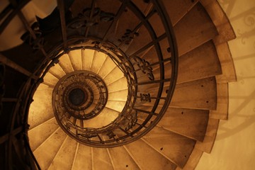 Overhead shot of a round staircase