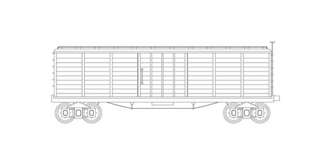Contour vintage wagon container train. Coloring page