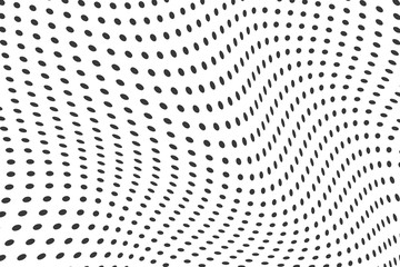 Halftone dots illustration. Half tone mosaic pixels wavy background.