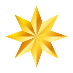 Golden eight pointed star, great design for any purposes. Realistic vector effect. Abstract vector illustration. Celebration concept. Luxury template design. Bright shiny illustration.
