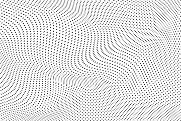 Plakat Halftone dots illustration. Half tone mosaic pixels wavy background.