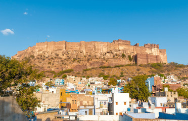 Fototapeta premium Blue City and Mehrangarh Fort, Jodhpur, India
