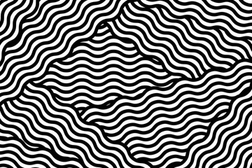 Vector illustration with geometric abstract pattern with wavy lines. Trendy background in op art style, optical illusion.