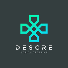 Obraz premium Cross logo icon design with line loop.