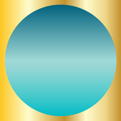 An abstract gold and turquoise colored circular border background image.