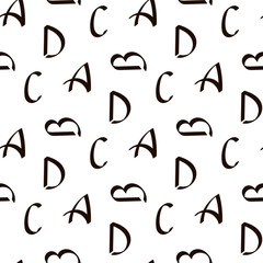Seamless pattern with Letters . Hand drawn background. Can be used as fabric, wrapping paper, background, Wallpaper, bag template, cover and other surface