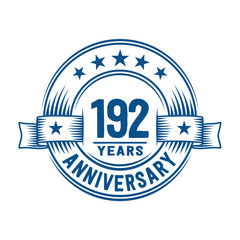 192 years logo design template. 192nd anniversary vector and illustration.