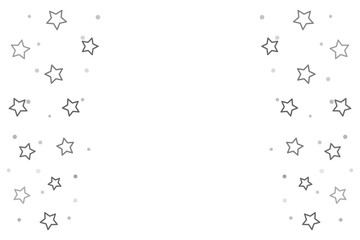A rectangular white background with growing stars at the edges of different transparency and size. Vector