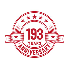 193 years logo design template. 193rd anniversary vector and illustration.