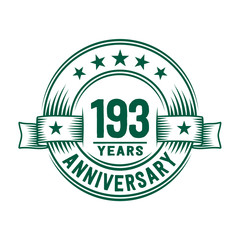 Fototapeta premium 193 years logo design template. 193rd anniversary vector and illustration.