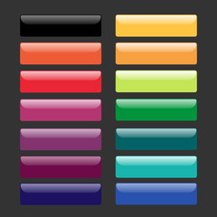 Set of colorful glass buttons. Web design elements