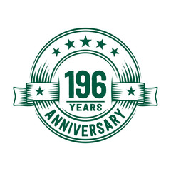 196 years logo design template. 196th anniversary vector and illustration.