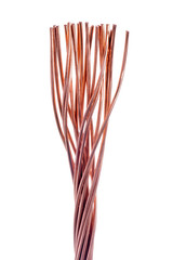 Copper wire isolated on white raw materials and metals industry and stock market concept