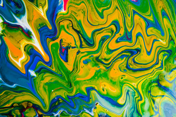 Fluid Art. Abstract colorful background, wallpaper. Mixing paints. Modern art.