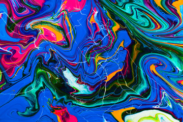Fluid Art. Abstract colorful background, wallpaper. Mixing paints. Modern art.