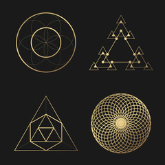 Sacred geometry golden vector design elements collection - 319283097