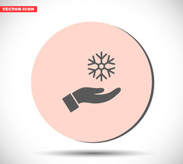snowflake in the hand icon , lorem ipsum Flat design