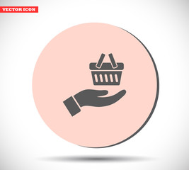 basket in hand icon , lorem ipsum Flat design