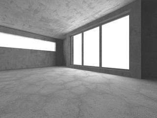 Dark concrete empty room. Modern architecture design