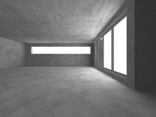 Dark concrete empty room. Modern architecture design