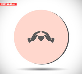 heart in hand icon , lorem ipsum Flat design